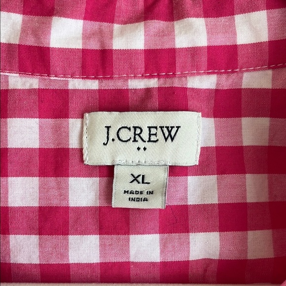 J. Crew Pink and White Gingham Button Down Sleeveless Beach Vacation Top Sz XL - Picture 7 of 14